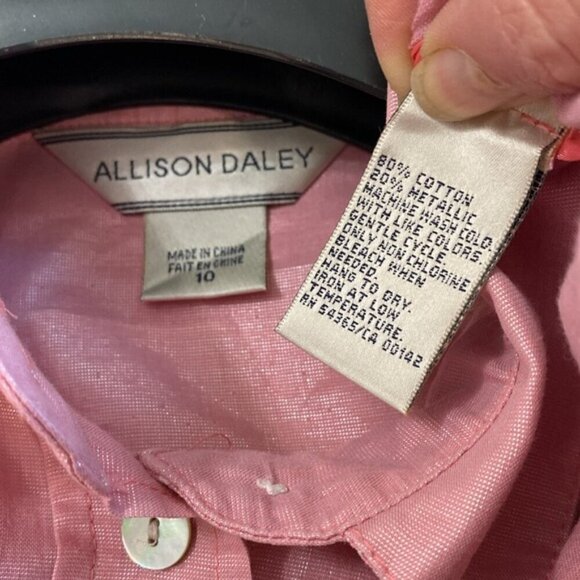 Allison Daley Pink Button Down Shirt size 10 - Picture 15 of 16